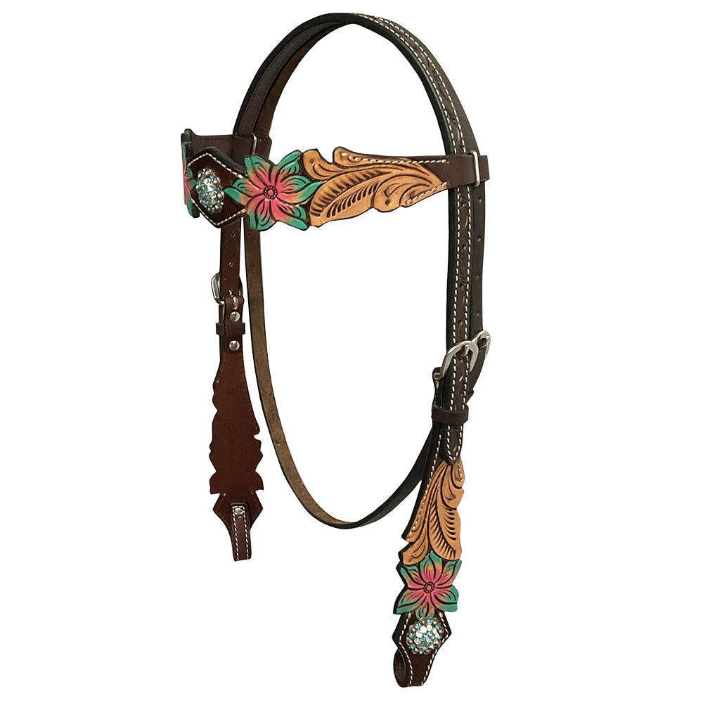 HILASON Western Horse Headstall Breast Collar Set American Leather Floral