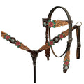 HILASON Western Horse Headstall Breast Collar Set American Leather Floral