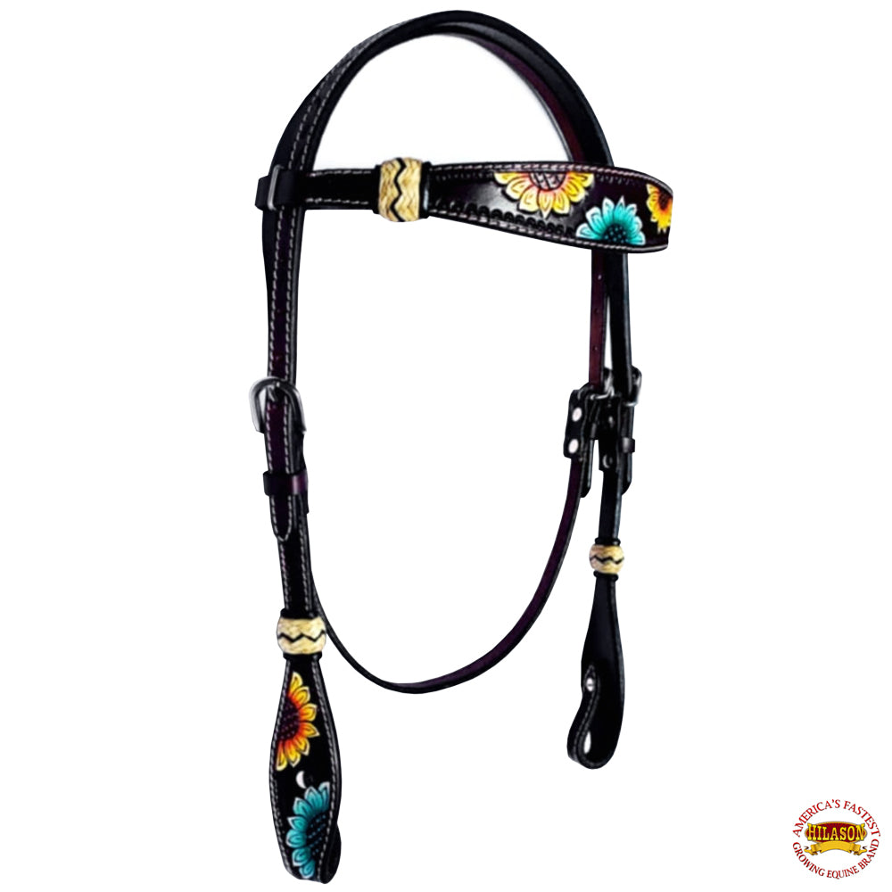 HILASON Western Horse Headstall Breast Collar Set American Leather Black