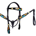 HILASON Western Horse Headstall & Breast Collar American Leather Floral Carving