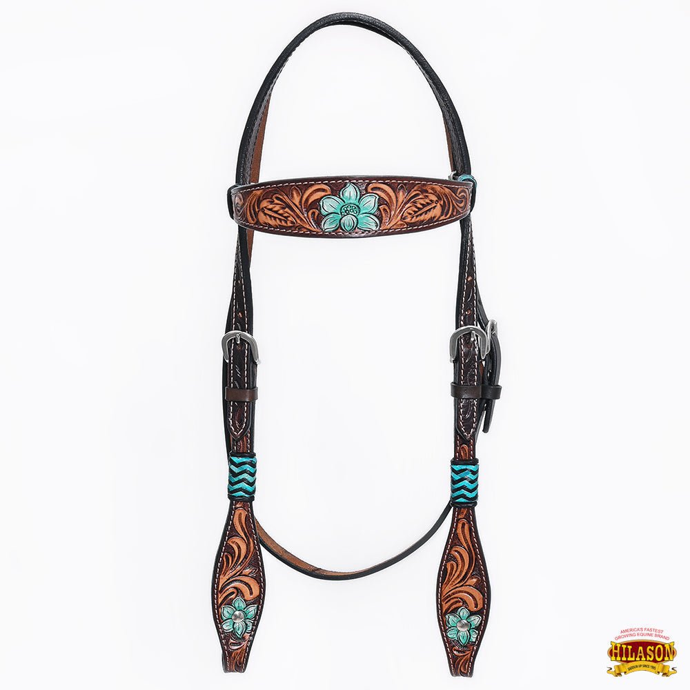 Hand-Carved Leather Western Headstall And Breast Collar Set For Training And Showing