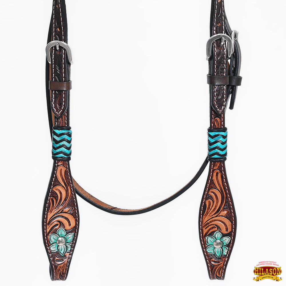 HILASON Western Horse Headstall Breast Collar Set American Leather Dark Brown | Tack for Horses