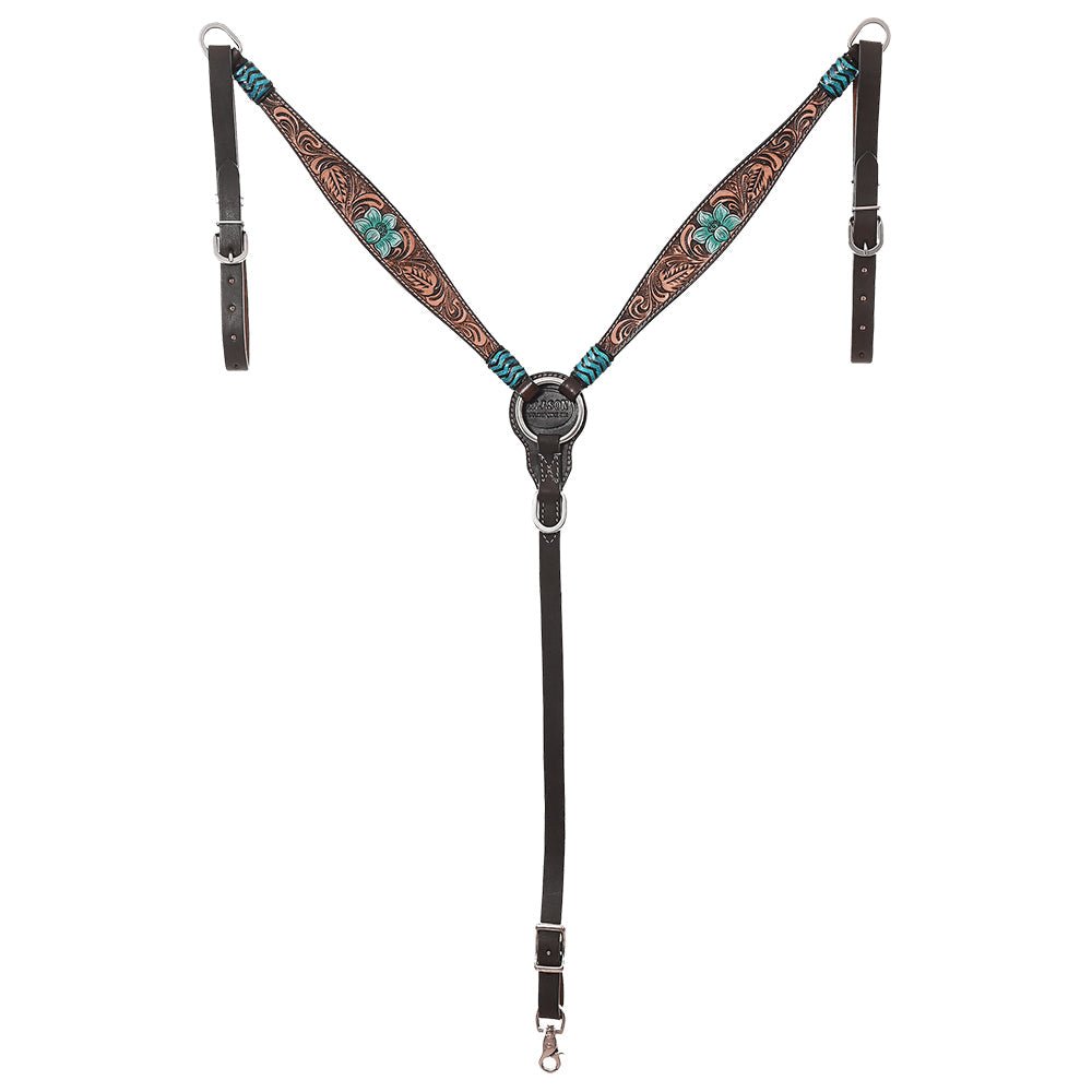 Hand-Carved Leather Western Headstall And Breast Collar Set For Training And Showing