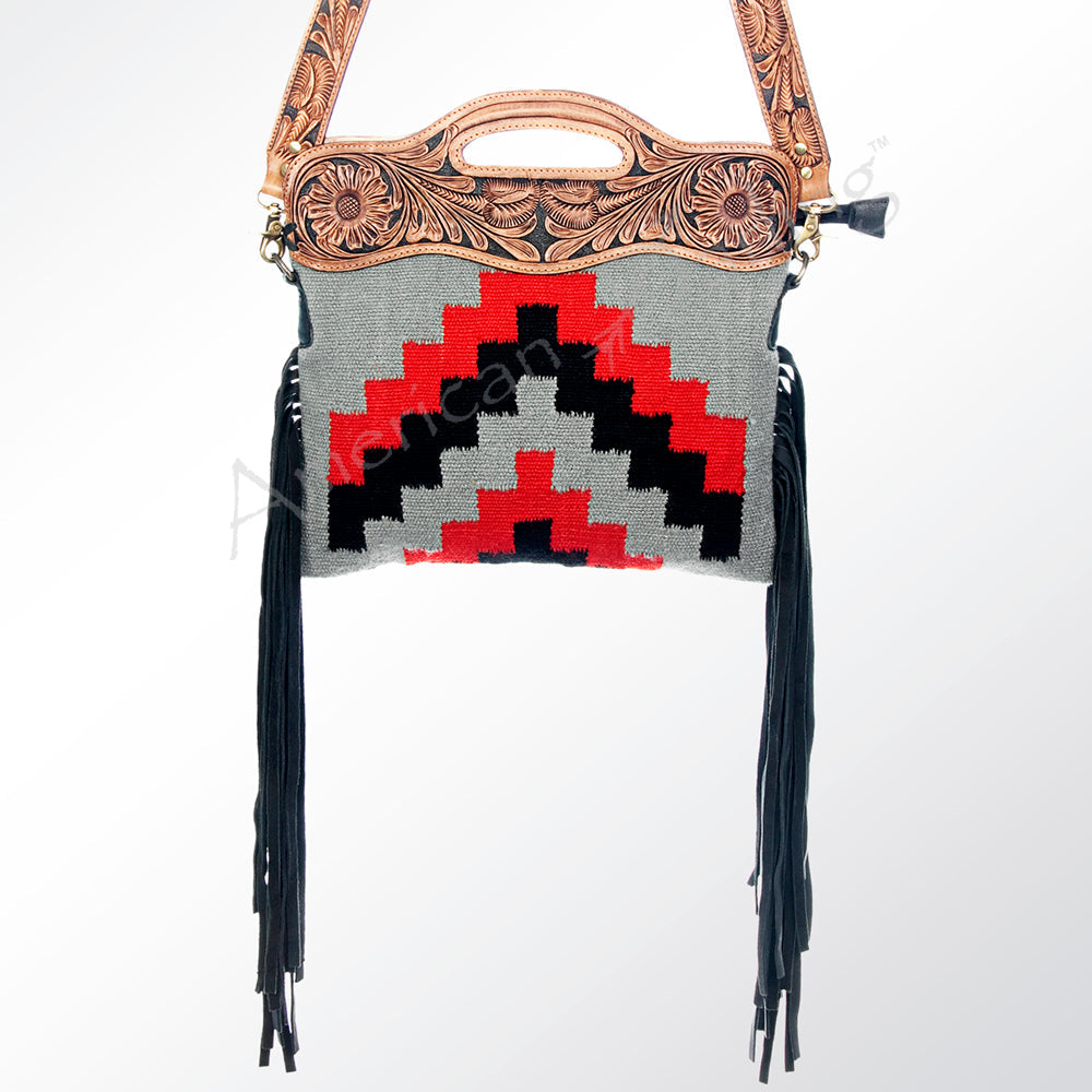 American Darling Hand-Tooled Saddle Blanket Leather Large Crossbody Bag