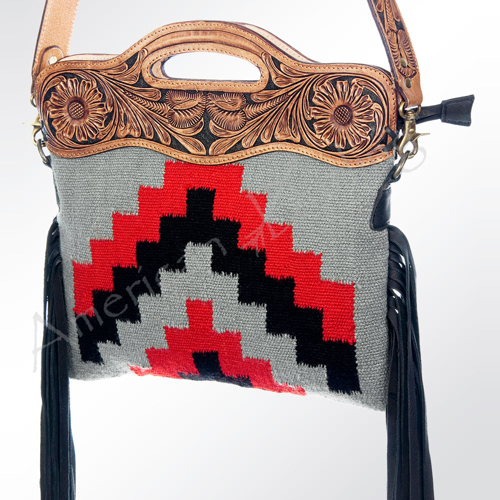 American Darling Hand-Tooled Saddle Blanket Leather Large Crossbody Bag