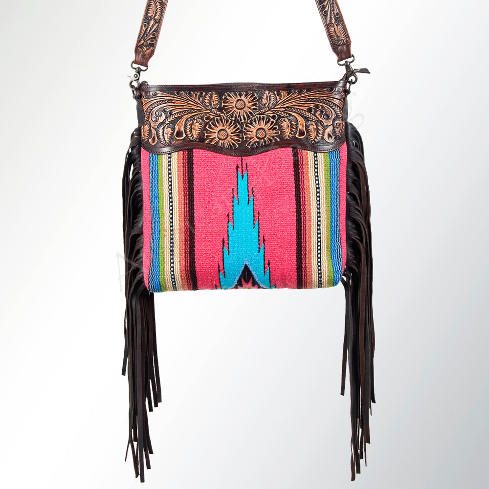American Darling Hand-Tooled Saddle Blanket Leather Crossbody Bag
