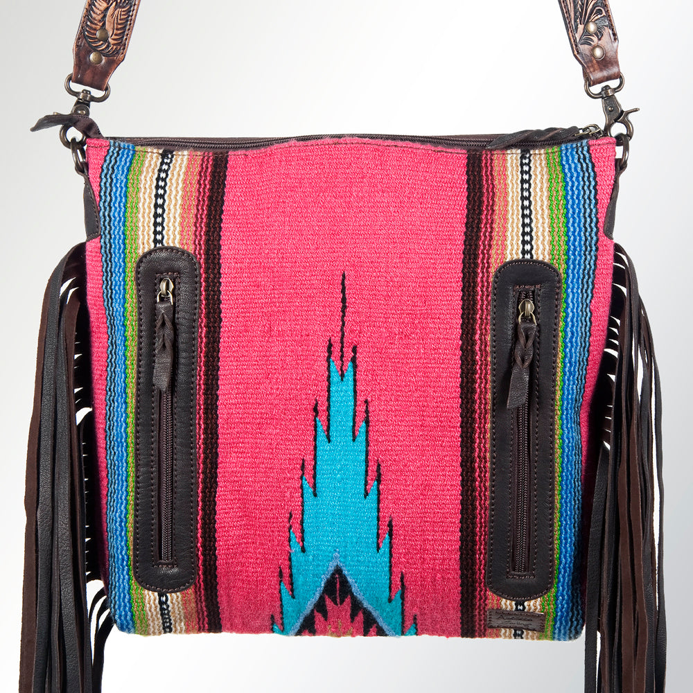 American Darling Hand-Tooled Saddle Blanket Leather Crossbody Bag