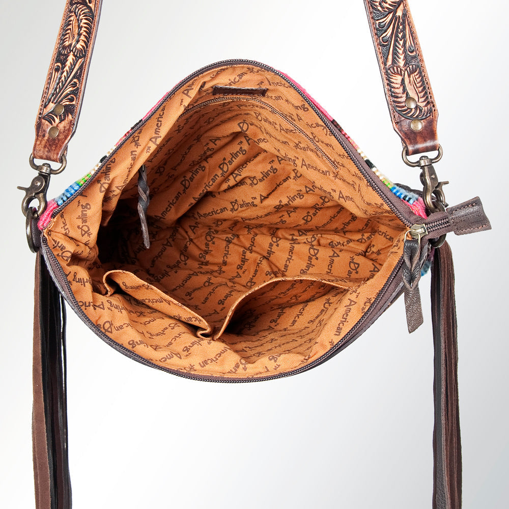 American Darling Hand-Tooled Saddle Blanket Leather Crossbody Bag