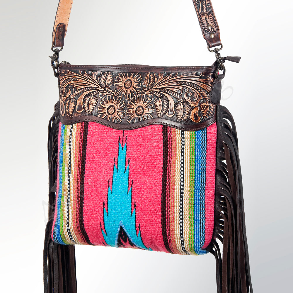 American Darling Hand-Tooled Saddle Blanket Leather Crossbody Bag