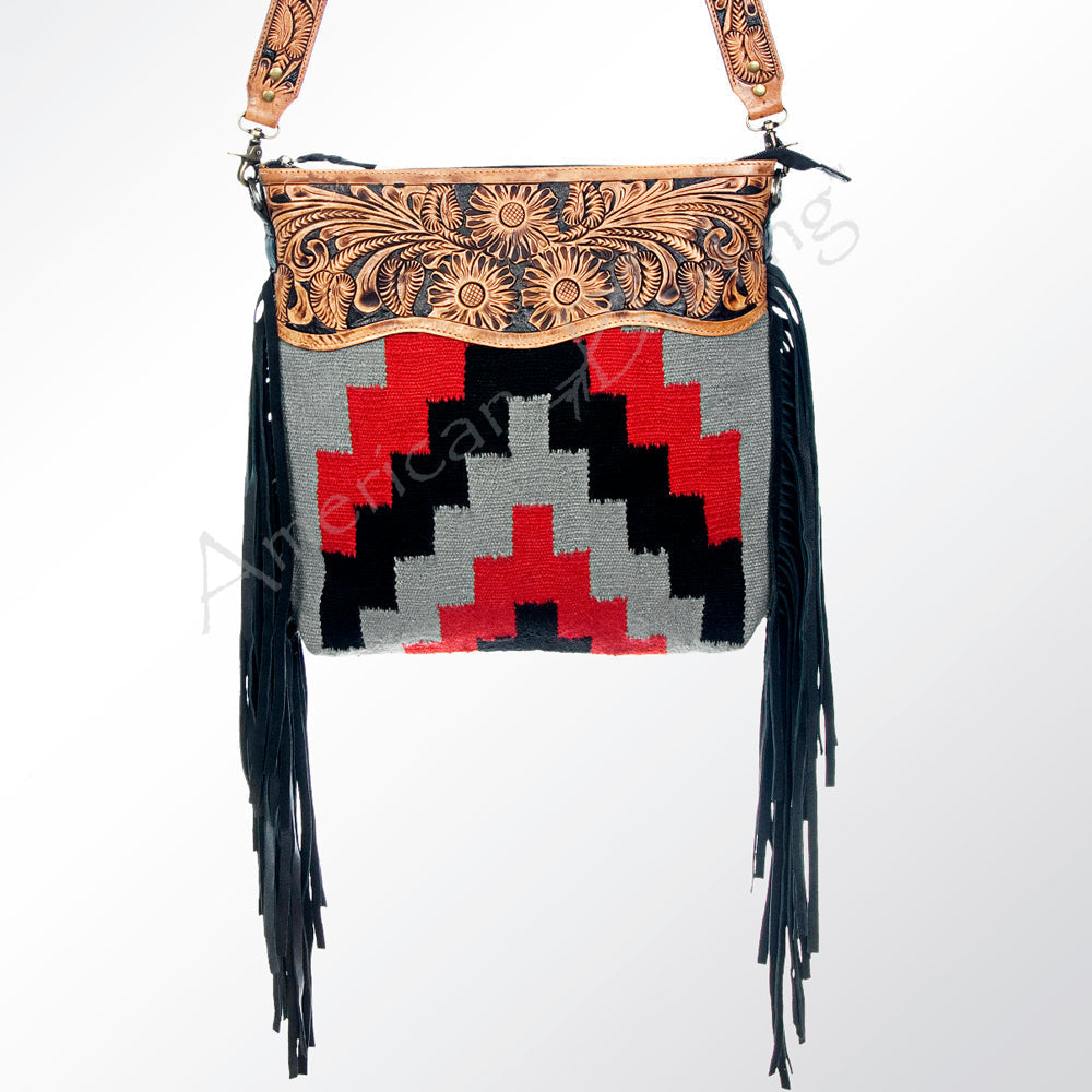 American Darling Hand-Tooled Saddle Blanket Leather Crossbody Bag