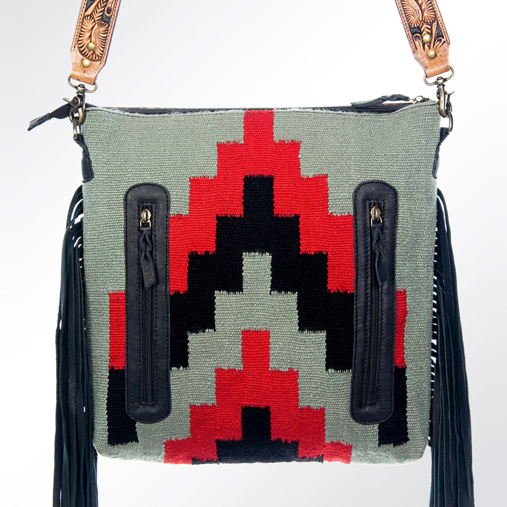 American Darling Hand-Tooled Saddle Blanket Leather Crossbody Bag