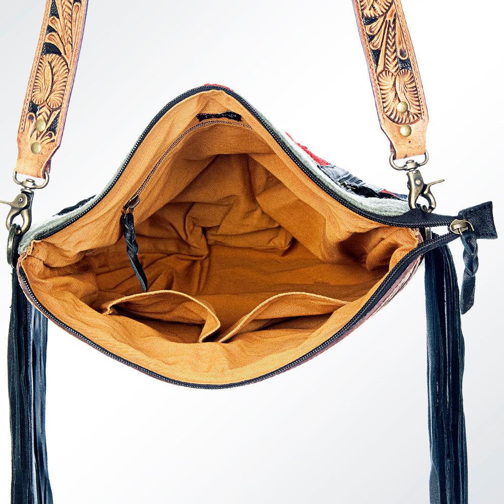 American Darling Hand-Tooled Saddle Blanket Leather Crossbody Bag