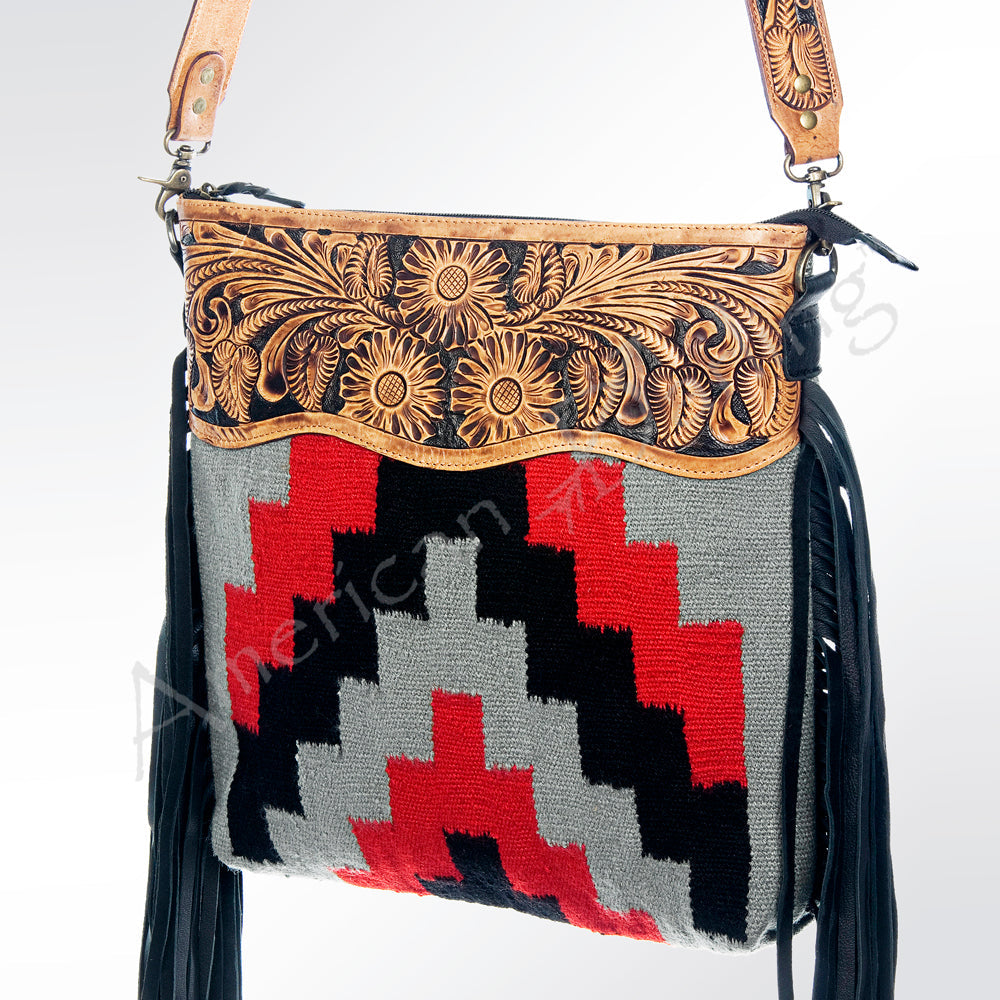 American Darling Hand-Tooled Saddle Blanket Leather Crossbody Bag