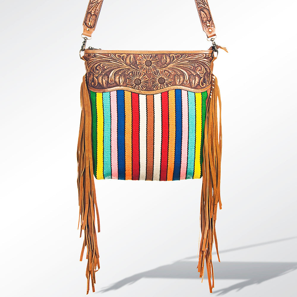 American Darling Hand-Tooled Saddle Blanket Leather Crossbody Bag