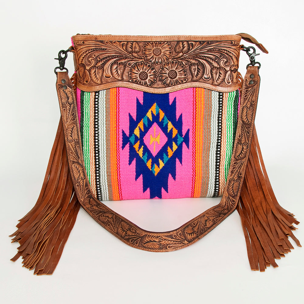 American Darling Hand-Tooled Saddle Blanket Leather Crossbody Bag