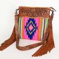 American Darling Hand-Tooled Saddle Blanket Leather Crossbody Bag