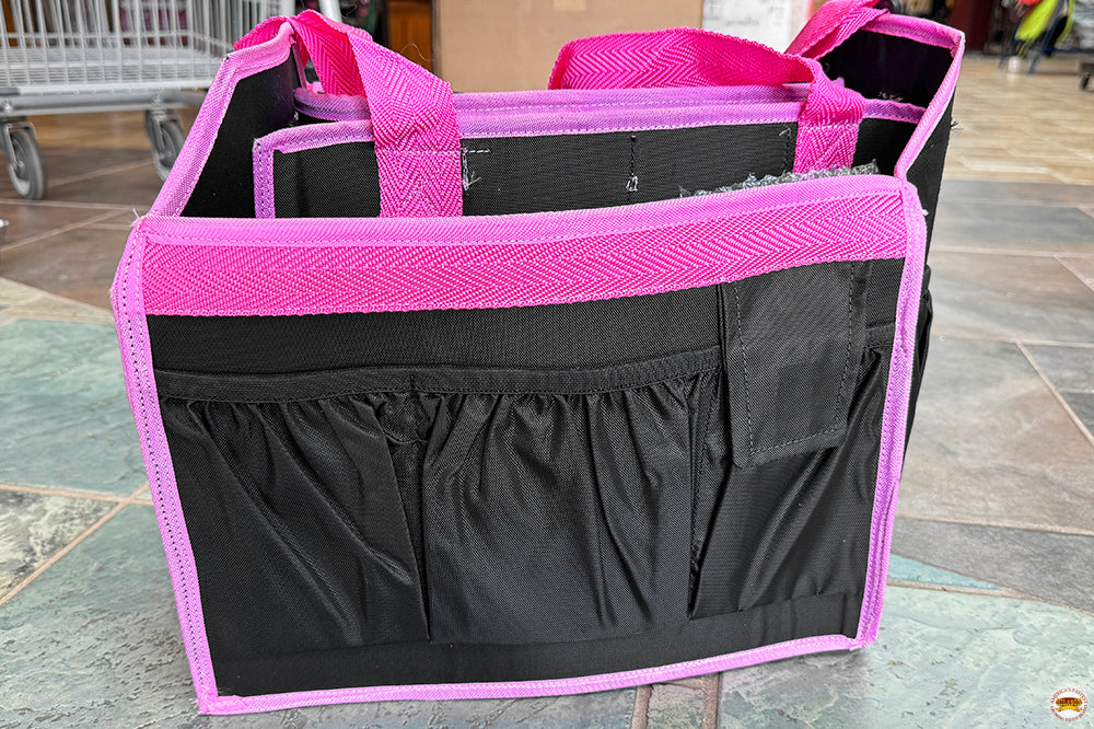HILASON Western Horse Grooming Tote Bag Organizer Tool Kit Accessories Black/Pink