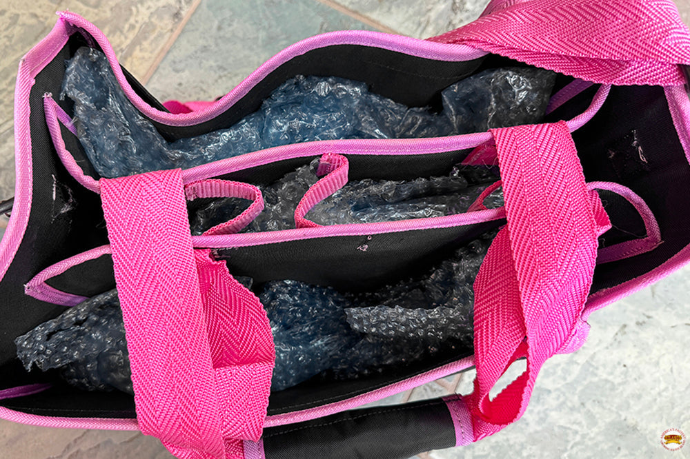 HILASON Western Horse Grooming Tote Bag Organizer Tool Kit Accessories Black/Pink