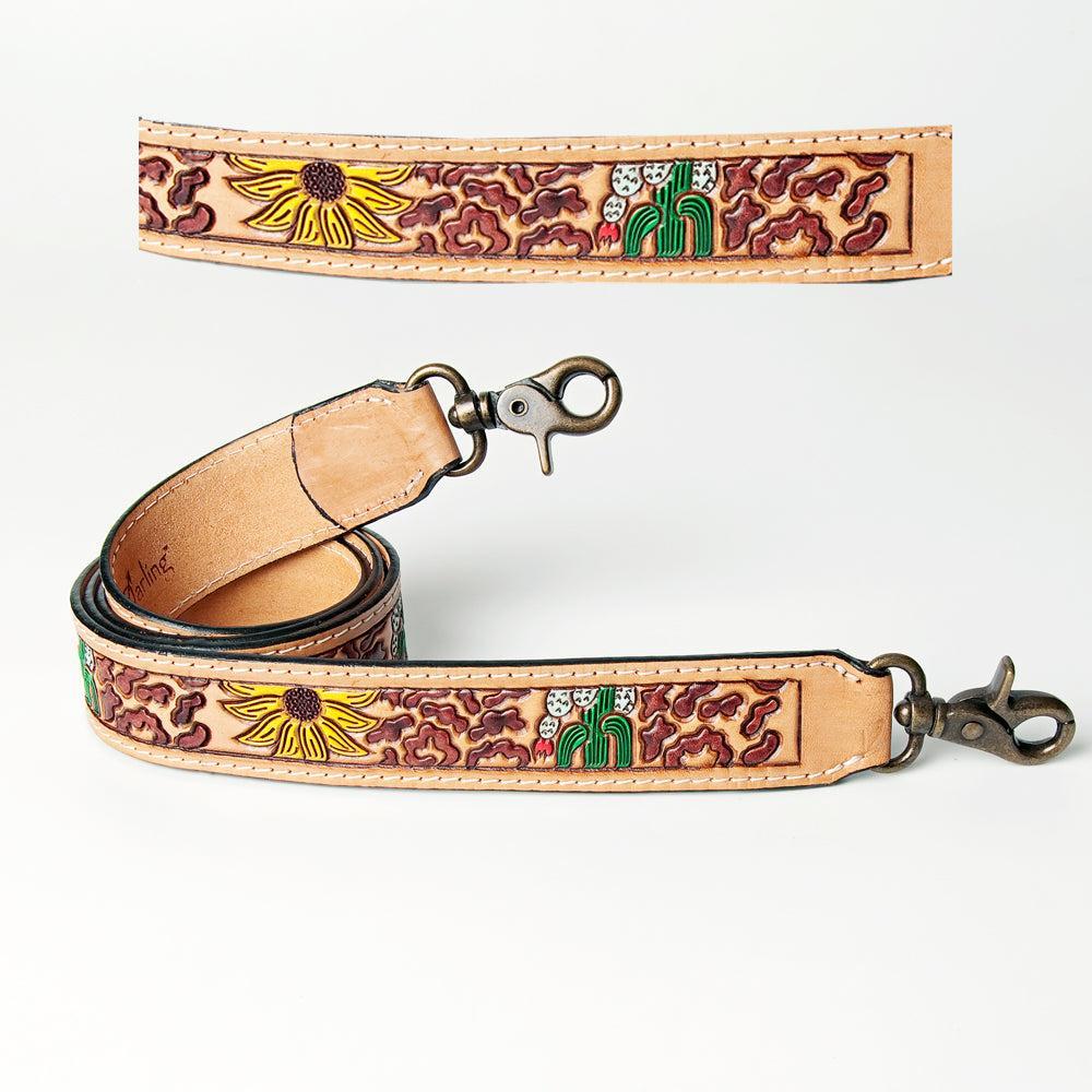 American Darling ADSTF124 Hand Tooled Genuine Leather Crossbody Handle Strap For Bags