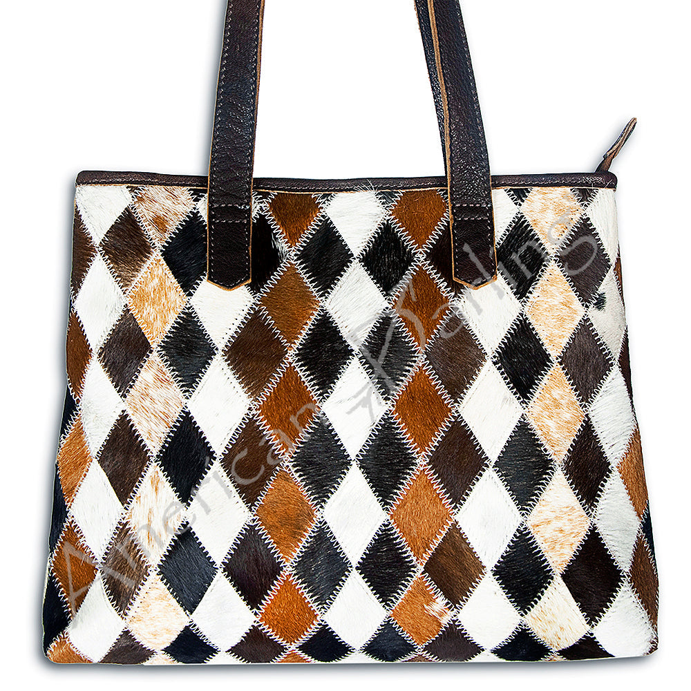 American Darling Tote Bag Hair-On Cowhide Genuine Vegetable Tanned Leather Handbag Spacious Travel Tote with YKK Zipper