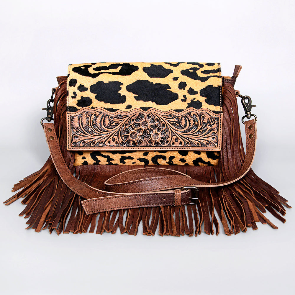 American Darling Hand-Tooled Hair-On Leather Clutch