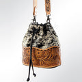 American Darling Hand-Tooled Hair-On Genuine Leather Bucket Bag