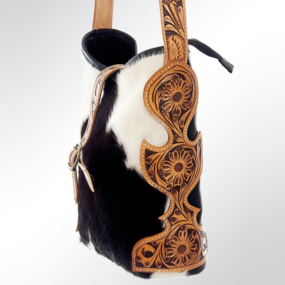 American Darling Hand-Tooled Hair-On Leather Hobo Bag