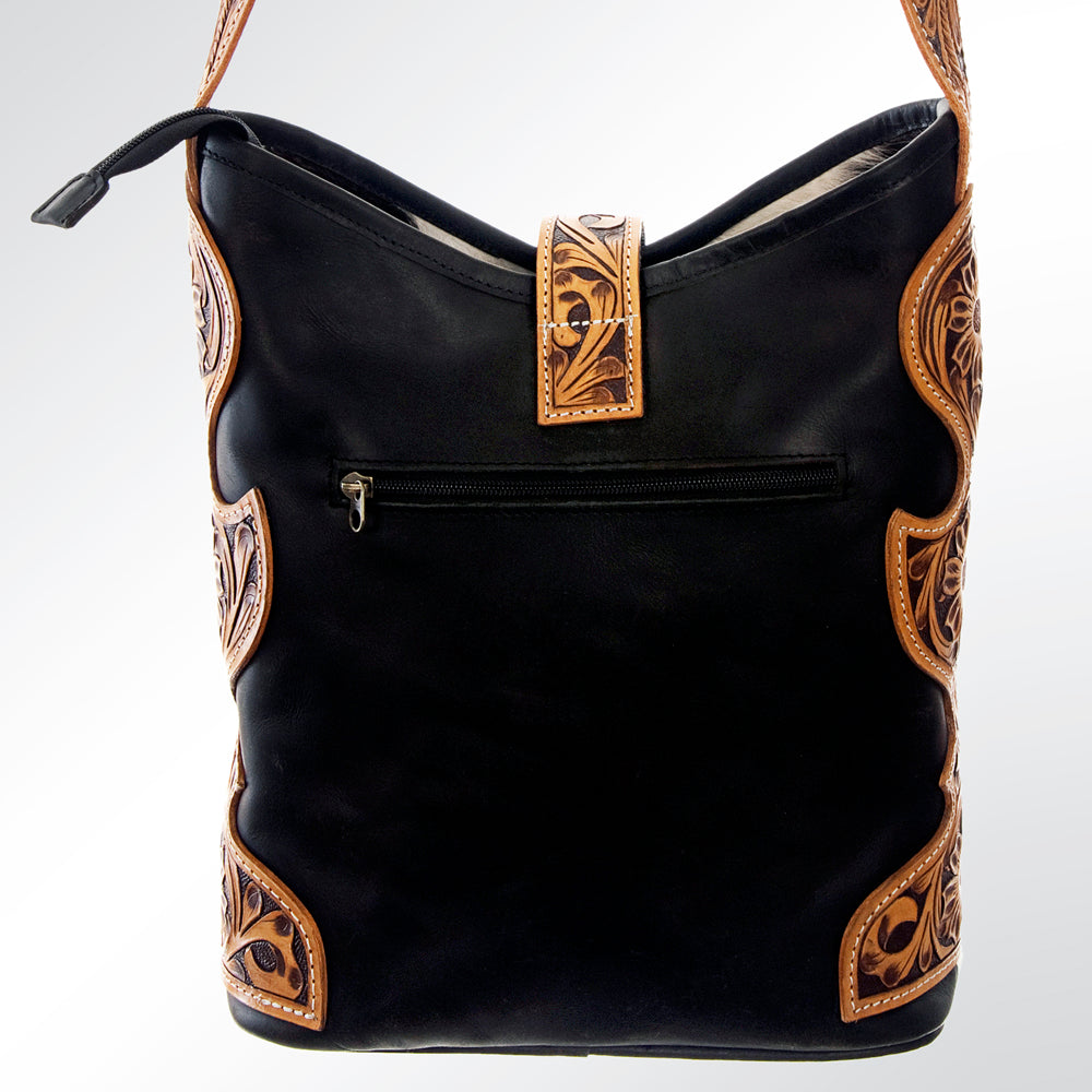 American Darling Hobo Bag Hand Tooled Floral Carved Hair-On Cowhide Genuine Leather Shoulder Purse with YKK Zipper