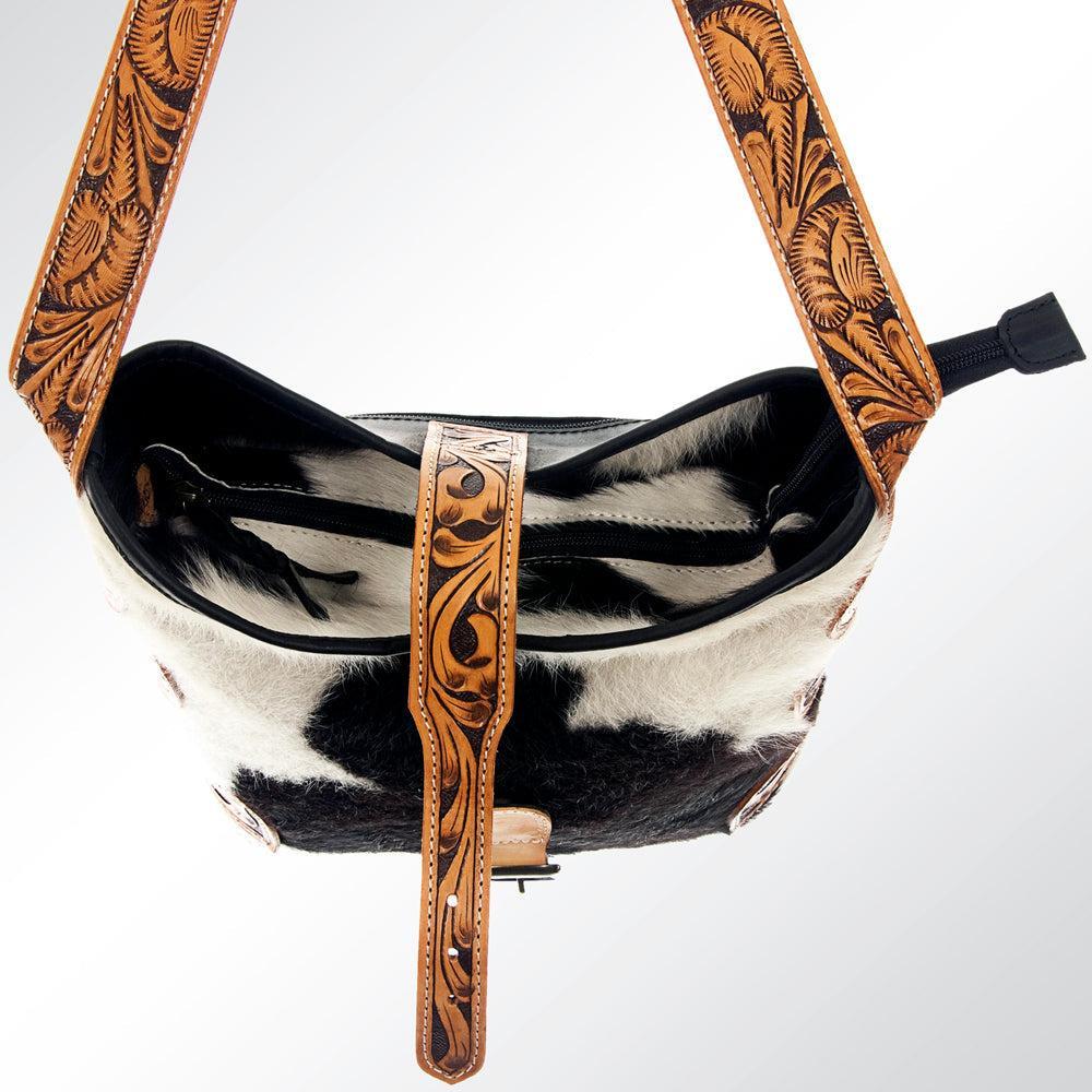 American Darling Hand-Tooled Hair-On Leather Hobo Bag