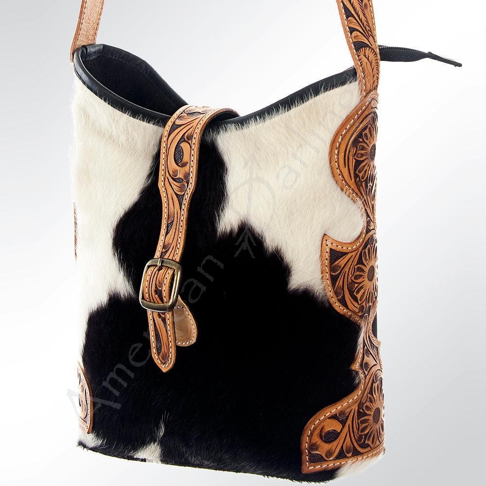 American Darling Hand-Tooled Hair-On Leather Hobo Bag