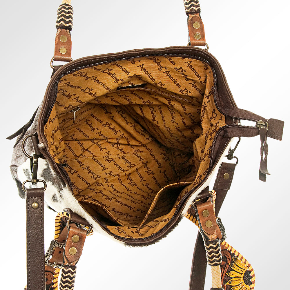 American Darling Hand-Tooled Hair-On Genuine Leather Tote