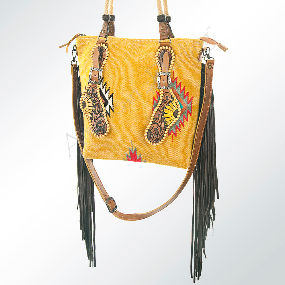 American Darling Hand-Tooled Saddle Blanket Genuine Leather Tote