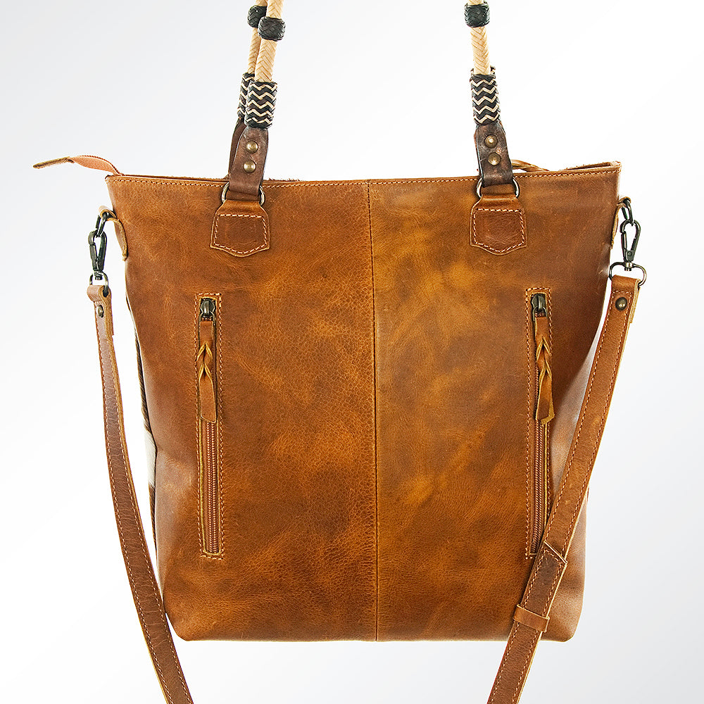 American Darling Hand-Tooled Hair-On Genuine Leather Tote