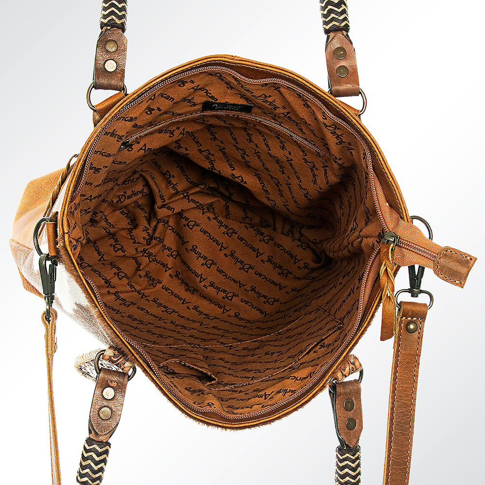 American Darling Hand-Tooled Hair-On Genuine Leather Tote