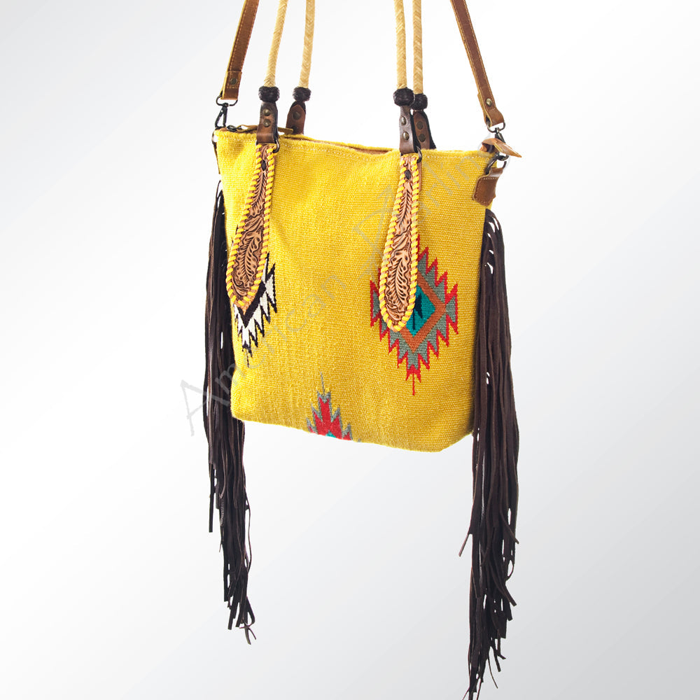 American Darling Hand-Tooled Saddle Blanket Leather Tote