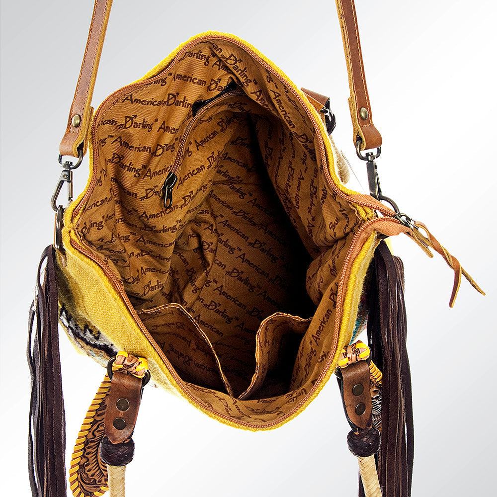 American Darling Hand-Tooled Saddle Blanket Leather Tote