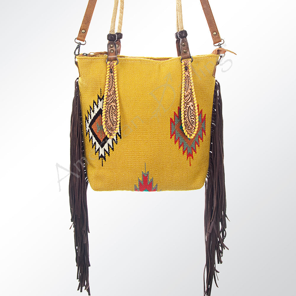 American Darling Hand-Tooled Saddle Blanket Leather Tote