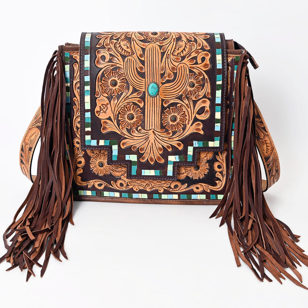 American Darling Hand-Tooled Genuine Leather Large Crossbody Bag