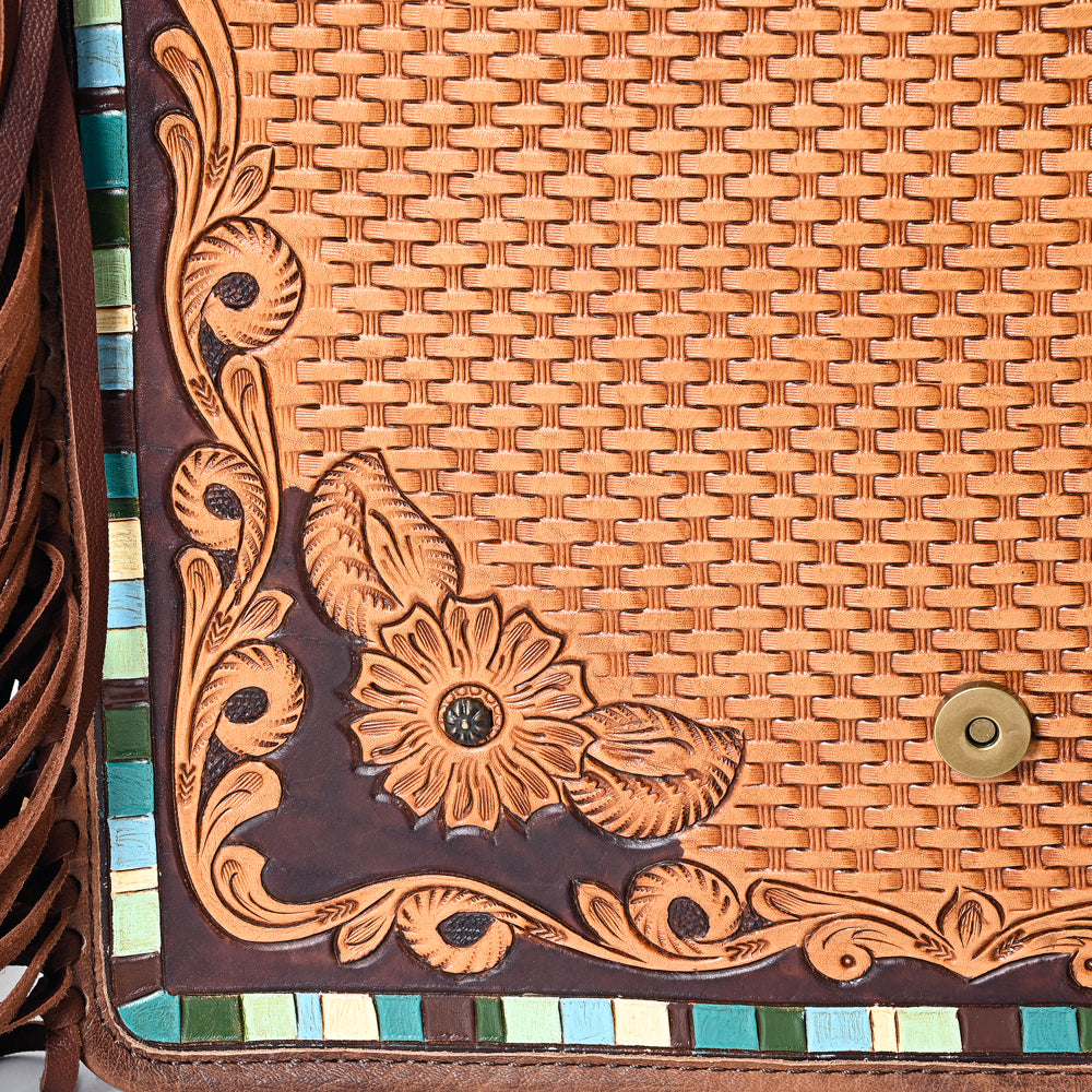 American Darling Hand-Tooled Genuine Leather Large Crossbody Bag