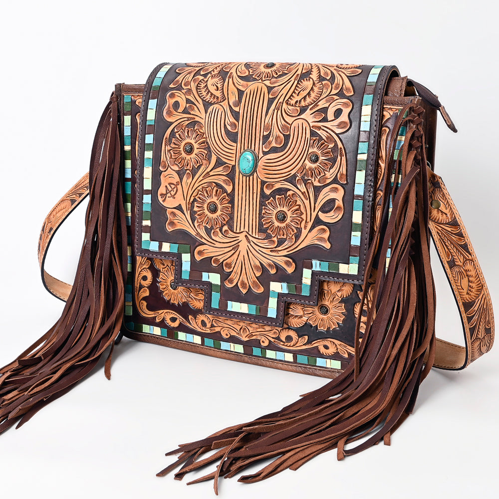 American Darling Hand-Tooled Genuine Leather Large Crossbody Bag