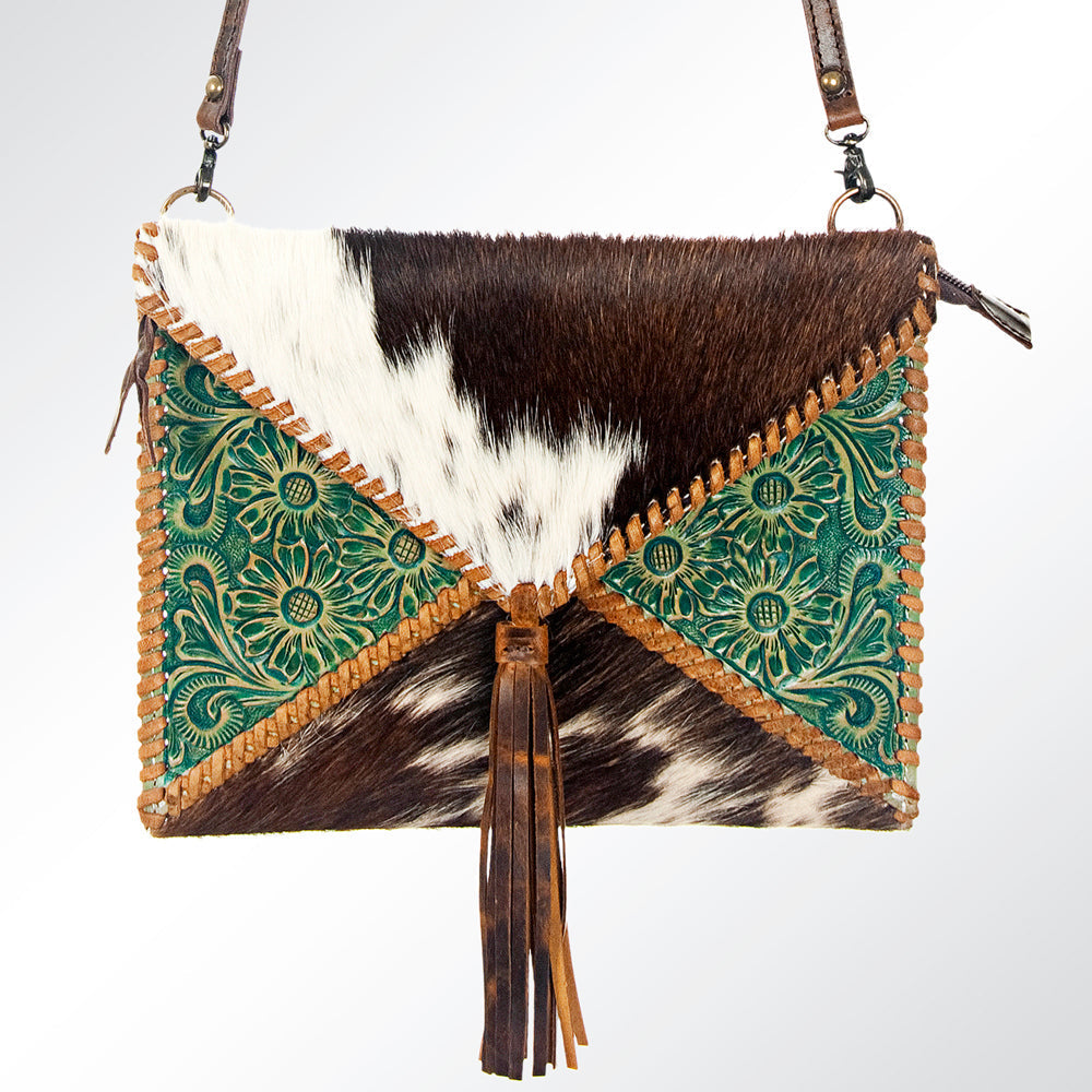 American Darling Hand-Tooled Hair-On Genuine Leather Envelope Bag
