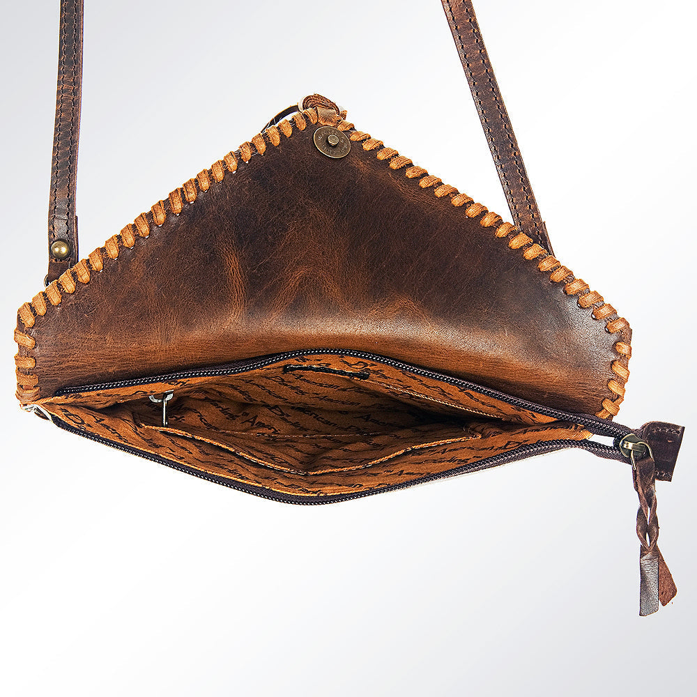 American Darling Hand-Tooled Hair-On Genuine Leather Envelope Bag