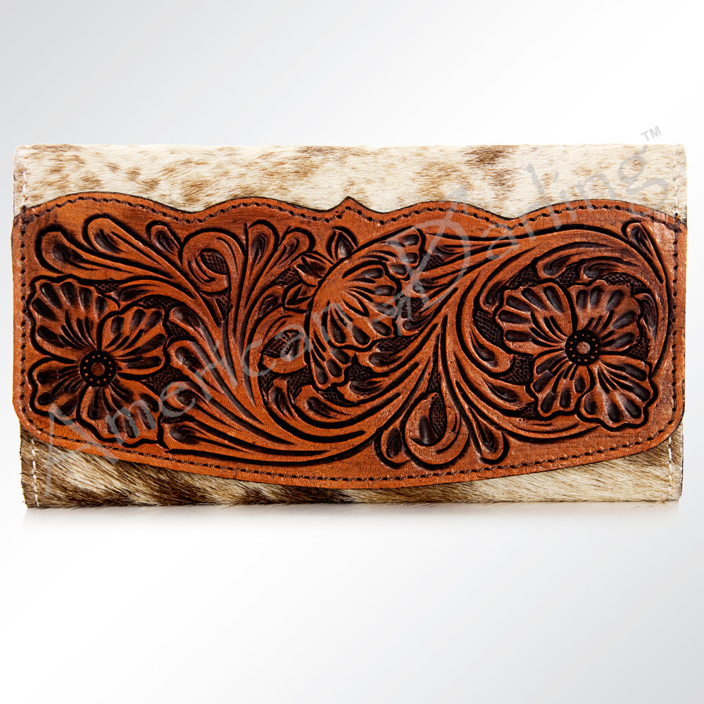 American Darling Hand-Tooled Hair-On Genuine Leather Wallet