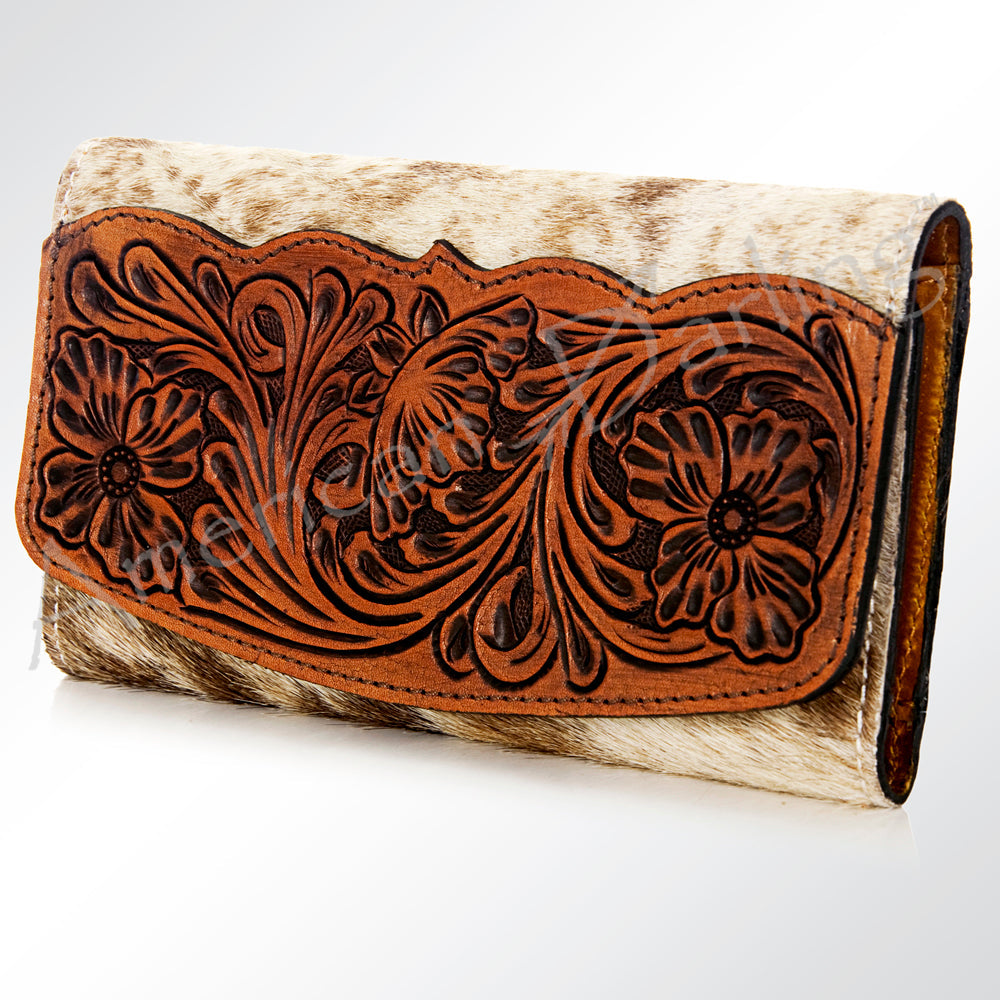American Darling Hand-Tooled Hair-On Genuine Leather Wallet