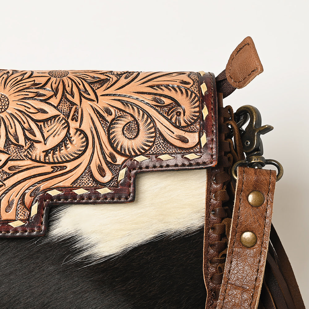 American Darling Hand-Tooled Hair-On Leather Clutch