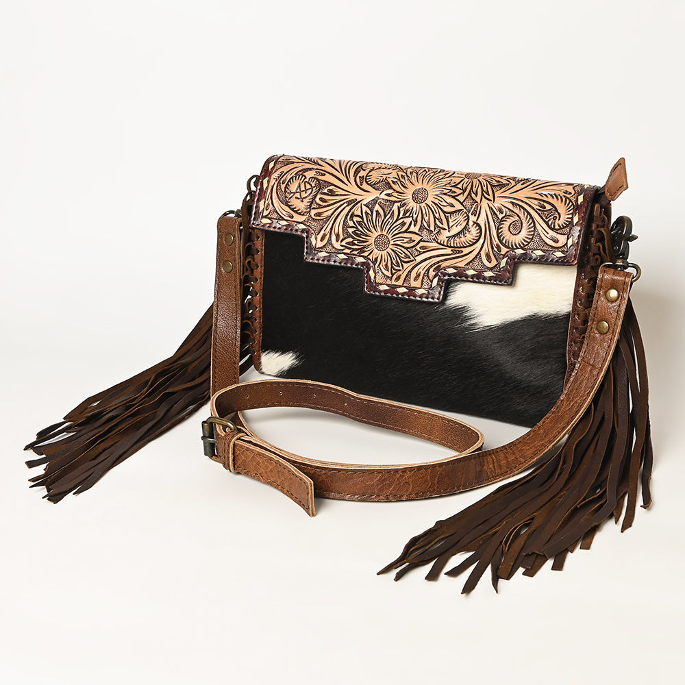 American Darling Hand-Tooled Hair-On Leather Clutch