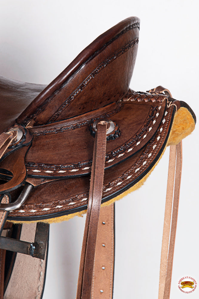 HILASON Western Horse Saddle American Leather Ranch Roping Trail Dark Brown | Hand Tooled Wade & For Horses