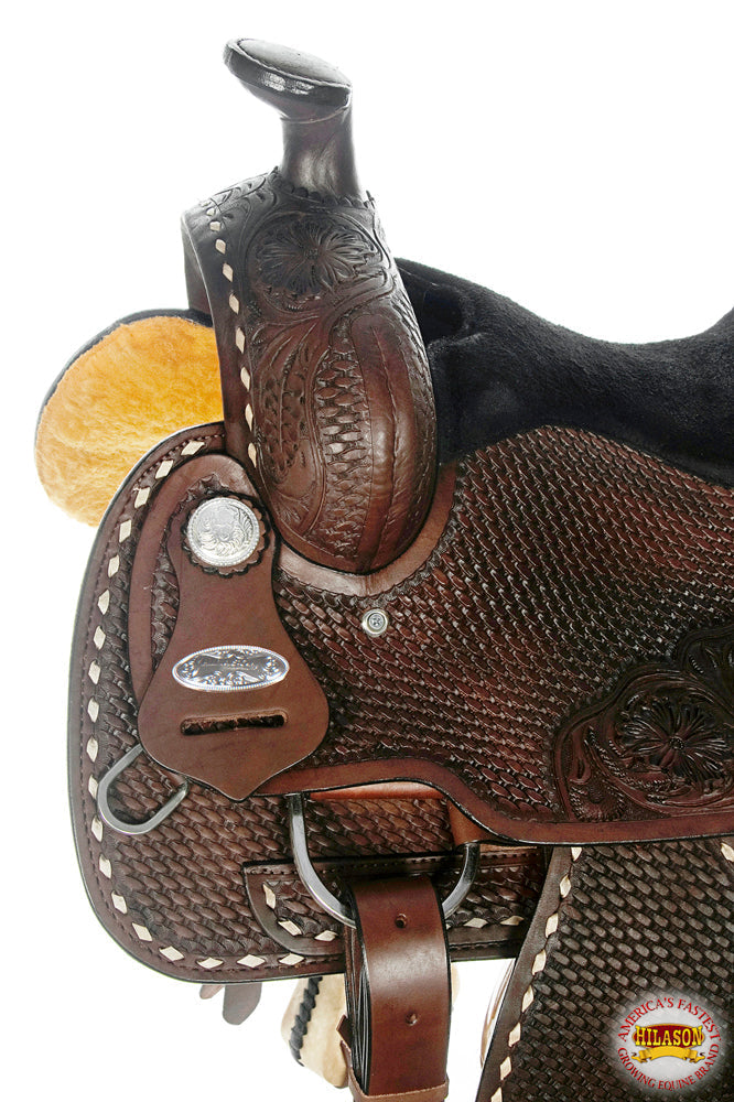 HILASON Western Horse Saddle American Leather Ranch Roping Cowboy | Hand Tooled Wade & For Horses
