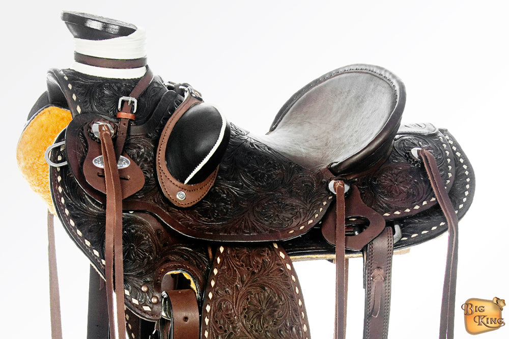 Western Horse Wade Saddle American Leather Trail Barrel Hilason Dark Brown