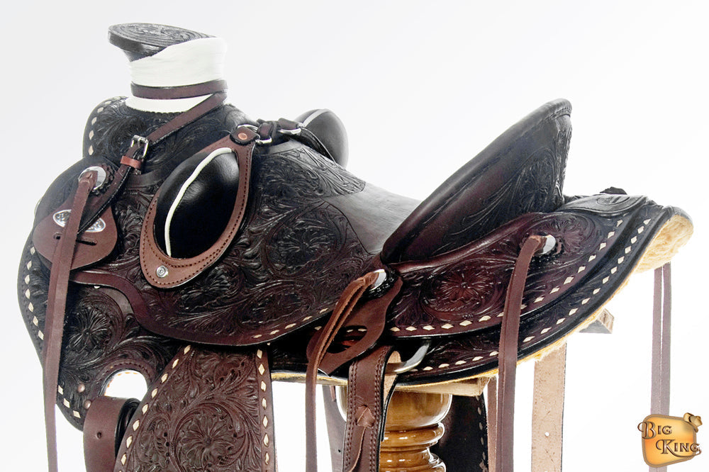 Western Horse Wade Saddle American Leather Trail Barrel Hilason Dark Brown